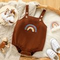 Baby Boy/Girl Rainbow Embroidered Brown Corduroy Sleeveless Romper Brown image 1