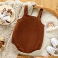 Baby Boy/Girl Rainbow Embroidered Brown Corduroy Sleeveless Romper Brown image 2