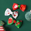 3-pack Christmas Ribbed Bow Hair Clips for Girls (Pattern position random) Green image 5