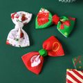 3-pack Christmas Ribbed Bow Hair Clips for Girls (Pattern position random) Green image 4