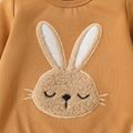 2pcs Baby Girl Rabbit Graphic Long-sleeve Sweatshirt and Sweatpants with Fuzzy Vest Set Coffee image 5