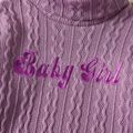 Toddler Girl Letter Embroidered Textured Turtleneck Long-sleeve Sweater Dress Purple