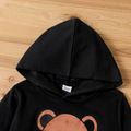 Kid Boy Animal Bear Embroidered Hoodie Sweatshirt Black image 3