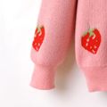 Kid Girl Sweet Strawberry Pattern Pink Knit Sweater Pink image 4