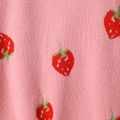 Kid Girl Sweet Strawberry Pattern Pink Knit Sweater Pink image 3
