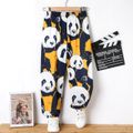 Kid Boy Panda Print Colorblock Elasticized Pants Multi-color image 1