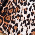 Kid Girl Leopard Print Splice Button Design Long-sleeve Dress Orange red