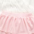 Toddler Girl Solid Color Elasticized Layered Skirt Leggings Pink