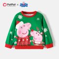 Peppa Pig Noël 1 pièce Enfant en bas âge Unisexe Couture de tissus Enfantin Cochon Sweat-shirt Vert image 1