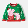 Peppa Pig Noël 1 pièce Enfant en bas âge Unisexe Couture de tissus Enfantin Cochon Sweat-shirt Vert image 2