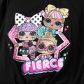 L.O.L. SURPRISE! 2pcs Kid Girl Graphic Print Tie Knot Long-sleeve White Tee and Stripe Heart Leopard Print Pink Flared Pants Set Black image 2