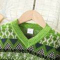 Toddler Boy/Girl Boho Geo Pattern Green Knit Sweater Green image 3