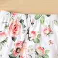 2pcs Baby Girl 95% Cotton Rib Knit Ruffle Long-sleeve Bow Front Top and Allover Floral Print Pants Set incarnadinepink image 5