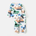 2pcs Toddler Boy Vehicle Print Long-sleeve Tee and Pants Pajamas Sleepwear Set MultiColour image 1