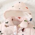Baby Girl Allover Butterfly Print Thickened Thermal Lined Quilted Long-sleeve Hooded Coat Multi-color image 3
