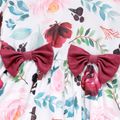 2pcs Kid Girl 3D Bowknot Design Floral Print Peplum Tee and Polka dots Leggings Set DarkCherryRed