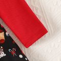 Christmas Baby Girl Allover Santa Print Bow Front Ruffle Hem Red Long-sleeve Dress Red image 4