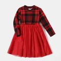 Mommy and Me Red Plaid Mock Neck Long-sleeve Bodycon Pencil Dress redblack image 4