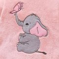 Baby Girl Elephant Embroidered Bow Front Hooded Long-sleeve Thermal Romper Pink image 4