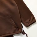 2pcs Toddler Girl Pocket Design Hoodie Sweatshirt and Cow Print Pants Set Brown image 4