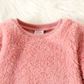 2pcs Baby Boy/Girl Thermal Fuzzy Long-sleeve Pullover and Pants Set Pink image 4