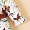 Baby Girl Allover Butterfly Print Off Shoulder Long-sleeve Belted Jumpsuit ColorBlock image 4