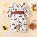 Baby Girl Allover Butterfly Print Off Shoulder Long-sleeve Belted Jumpsuit ColorBlock image 2