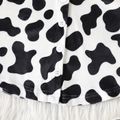 Baby Girl Ears Hooded Button Front Allover Cow Print Fleece Cloak BlackandWhite image 3