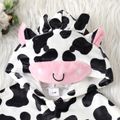 Baby Girl Ears Hooded Button Front Allover Cow Print Fleece Cloak BlackandWhite image 5