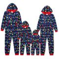 Christmas Family Matching Allover Colorful String Lights Print Zipper Long-sleeve Hooded Onesies Pajamas (Flame Resistant) Multi-color image 1