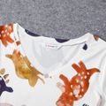 Family Matching Allover Dinosaur Print Twist Knot Bodycon Dresses and Short-sleeve T-shirts Sets White image 3