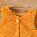 2pcs Baby Girl Allover Floral Print Long-sleeve Dress and Thermal Fuzzy Vest Set DarkOrange