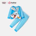 Looney Tunes 2pcs Toddler Girl/Boy Striped Long-sleeve Tee and Elasticized Pants Set Sky blue image 1
