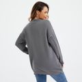 Maternity Solid Long-sleeve Diamond & Cable Knit Sweater Grey