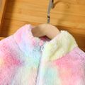 Toddler Girl Tie Dyed Stand Collar Fluffy Fleece Jacket Colorful image 3