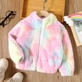 Toddler Girl Tie Dyed Stand Collar Fluffy Fleece Jacket Colorful image 1