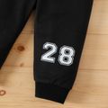 2pcs Baby Boy Letter & Number Print Striped Long-sleeve Sweatshirt and Sweatpants Set BlackandWhite image 5