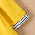 100% Cotton Baby Girl Striped Lining Yellow Double Breasted Long-sleeve Hooded Trench Coat Yellow image 4