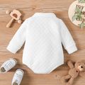 Baby Boy/Girl Bow Front Solid Thickened Quilted Long-sleeve Button Up Romper White image 3