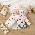 Baby Girl Allover Butterfly Print Thickened Thermal Lined Quilted Long-sleeve Hooded Coat Multi-color image 2
