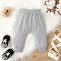 Baby Boy/Girl Button Front Solid Sweatpants Lightgrey image 2