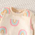 Baby Boy/Girl Allover Rainbow Print Long-sleeve Fuzzy Sweatshirt Beige image 3