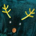 Christmas Sibling Matching Deer Embroidered Green Velvet Long-sleeve Spliced Mesh Dresses blackishgreen image 5