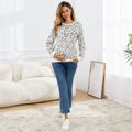 Maternity Allover Leopard Print Long-sleeve Pullover Sweatshirt White image 5
