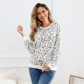 Maternity Allover Leopard Print Long-sleeve Pullover Sweatshirt White image 3