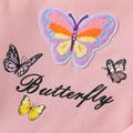 2pcs Kid Girl Butterfly Embroidered Pink Sweatshirt and Fleece Splice Pants Set Pink image 2