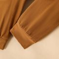 2pcs Baby Boy 95% Cotton Solid Sweatpants and Allover Animal Print Long-sleeve Sweatshirt Set Brown image 5