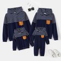 Family Matching Blue Striped Spliced Long-sleeve Hoodies Blue image 1