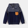 Family Matching Blue Striped Spliced Long-sleeve Hoodies Blue image 4