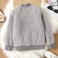 Kid Boy/Kid Girl Letter Embroidered Stand Collar Fleece Sweatshirt Grey image 5